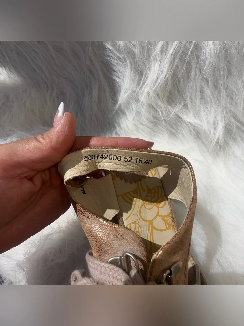 Lace-Up Metallic Taupe Wedge Sandal